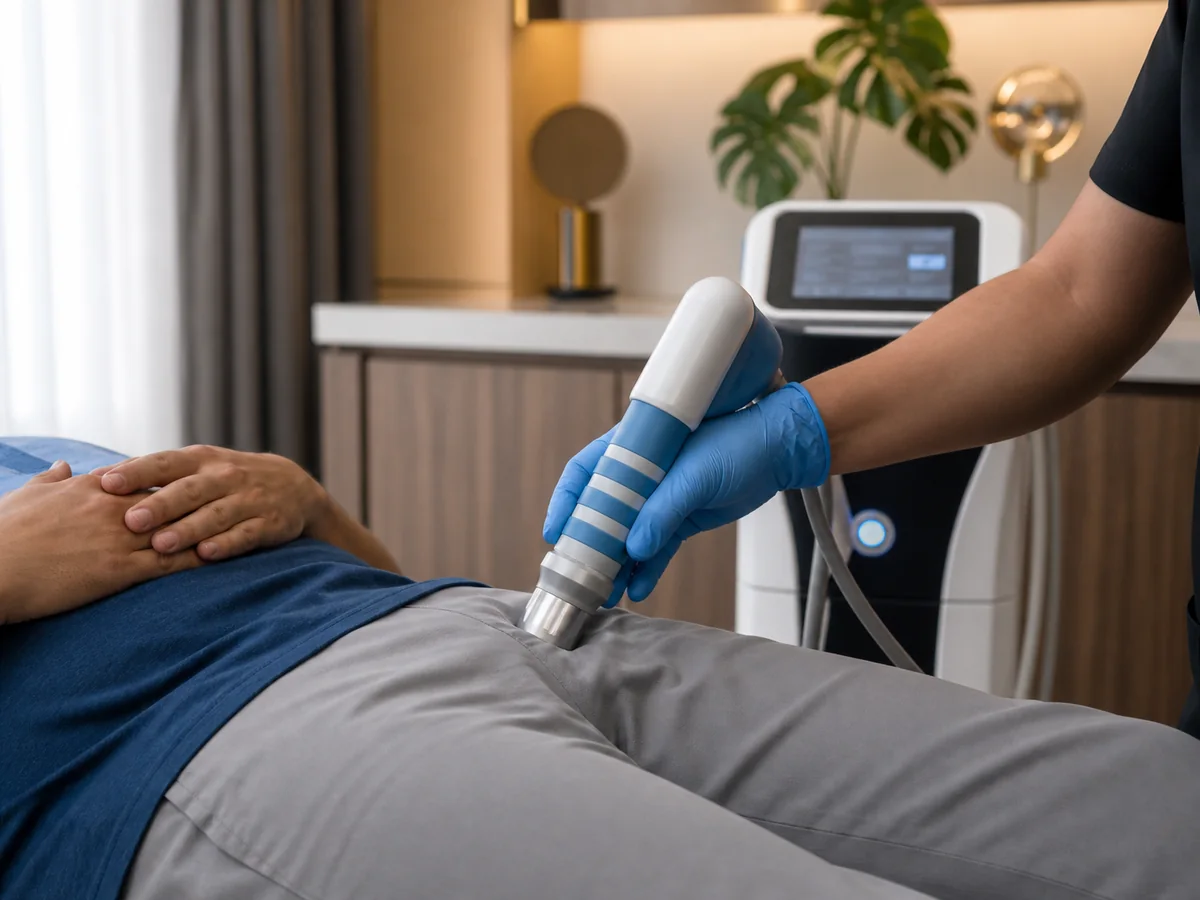 Low-intensity shockwave therapy being delivered at Vivardi Clinics